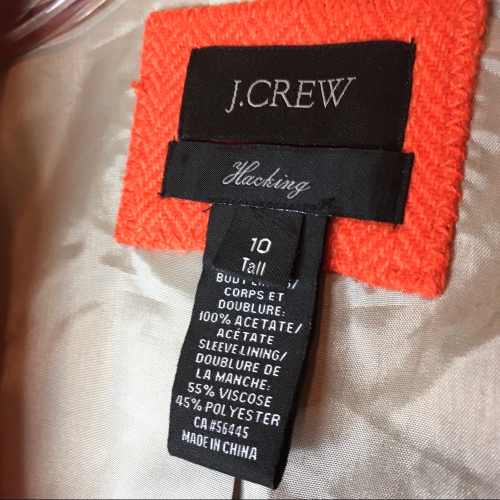J. Crew orange herringbone hacking wool blazer 10 - Picture 5 of 8